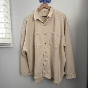 Maggie’s Organics Men XXL Cream Shacket Thick Shirt Minimal Cotton Sustainable